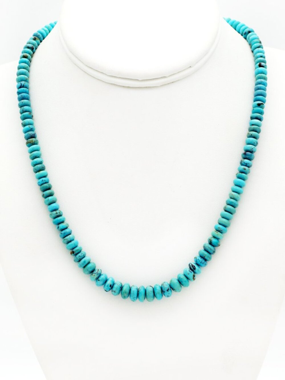 Native American Graduated Turquoise Rondelle Beads Necklace 5mm to 8mm
